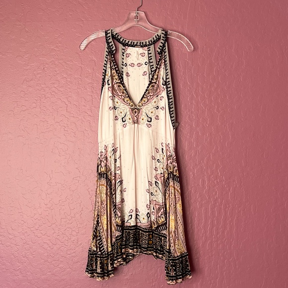 Free People Dresses & Skirts - Free People Barely Pink Black and Gold Fabric dress. Size Small